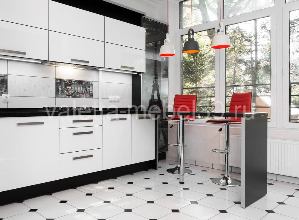 Современная белая угловая кухня от Валетта-мебель